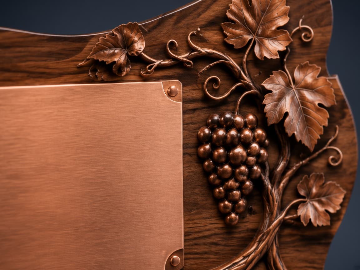Tasting Room Sign design concept, close-up of the materials