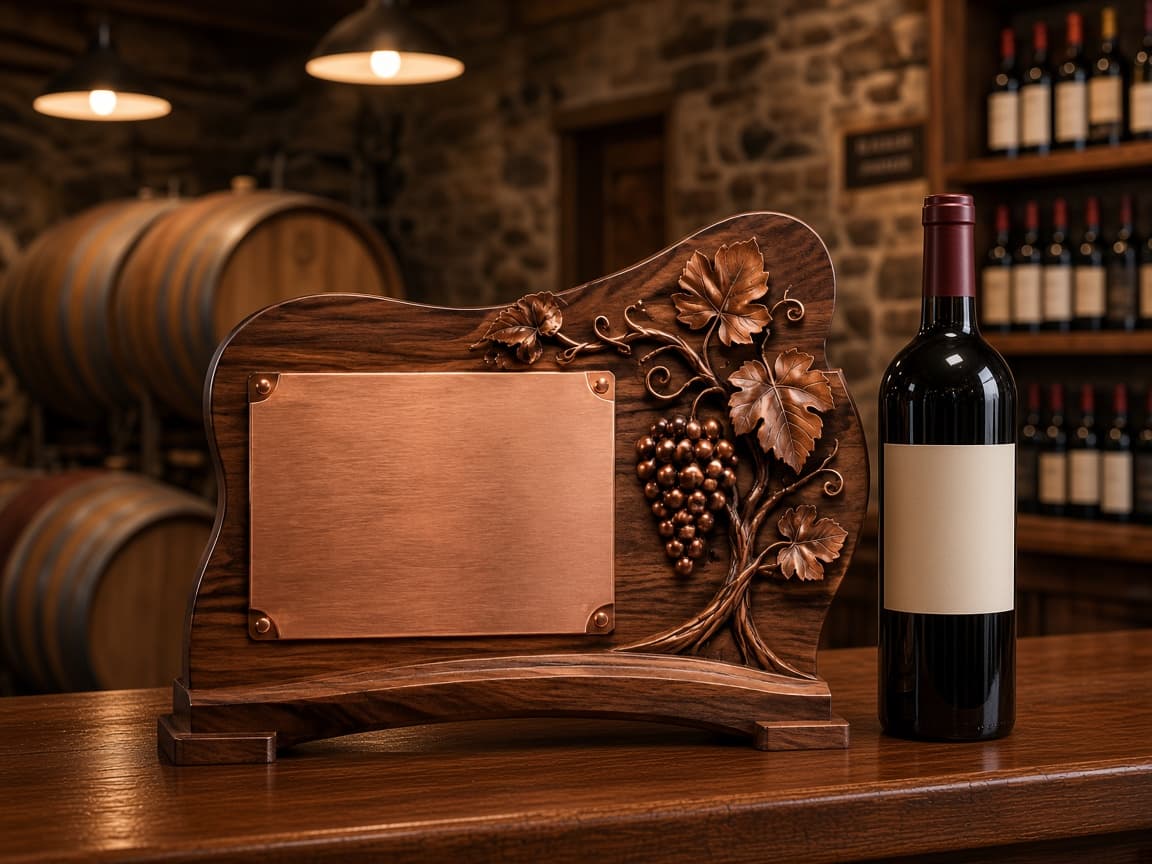 Tasting Room Sign design concept beside everyday objects for scale